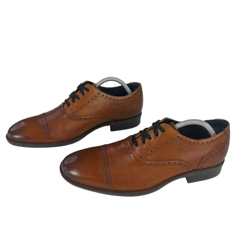 Cole Haan Ross Dustin‎ Cap Brown Leather Wingtip Oxford Shoes Mens Size 8.5